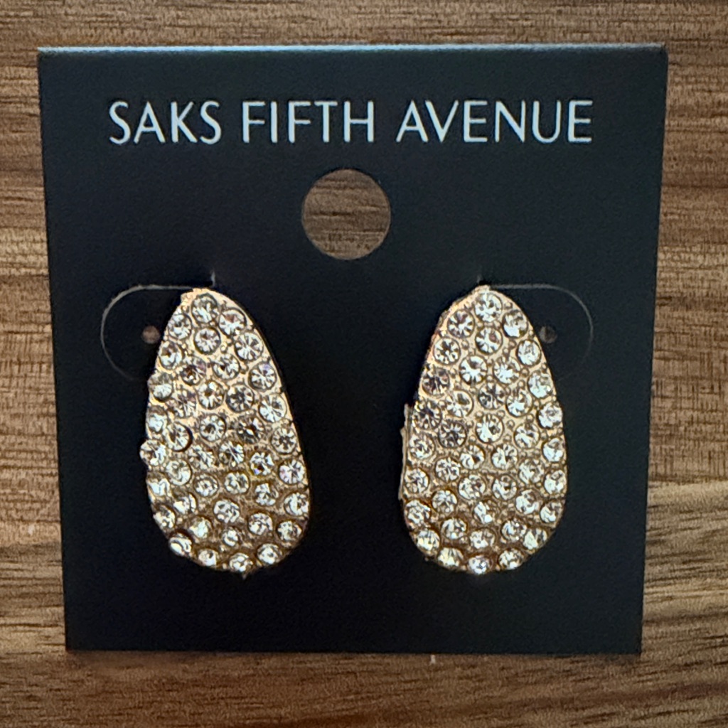 Saks Fifth Avenue Gold Teardrop Crystal Earrings 45$